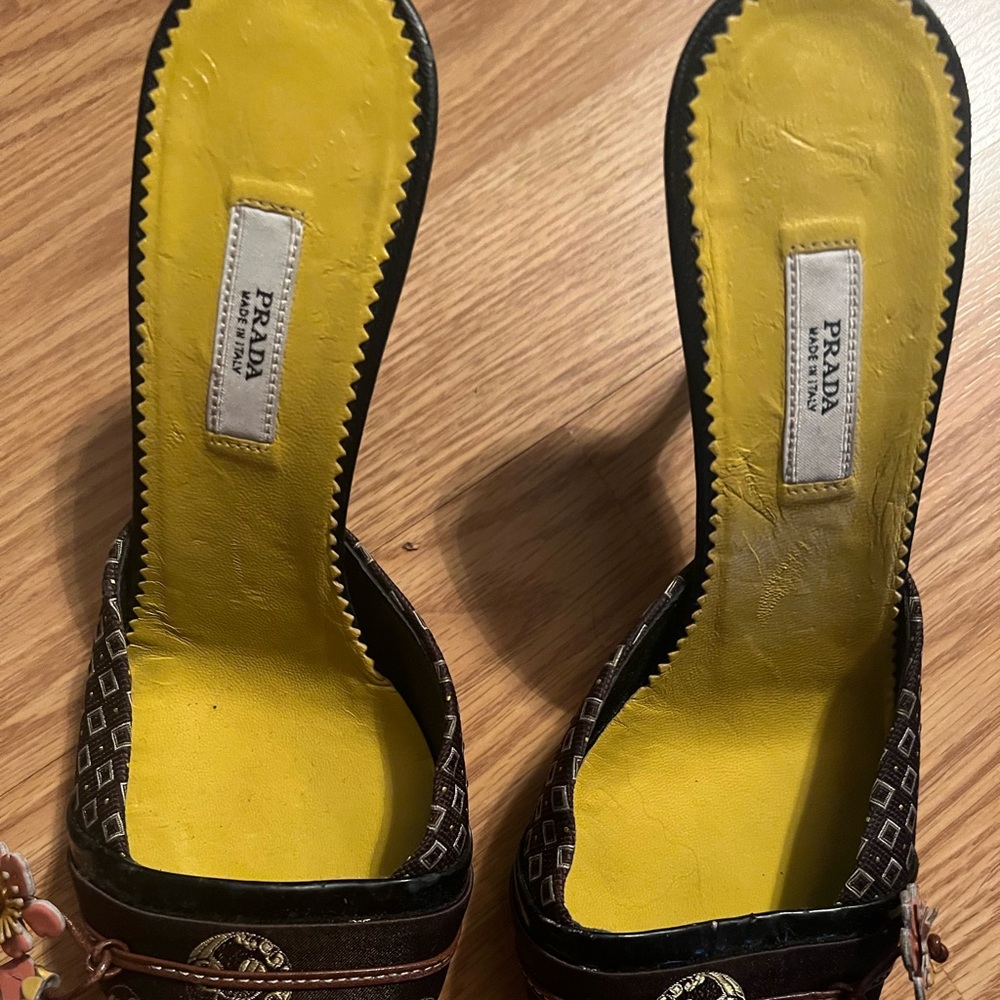 Prada mules, they do have some nicks on herl as seen on pic
